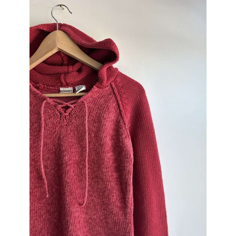 Vintage Y2K Arizona Red Knit Hooded Sweater Cotton Size M - Picture 2 of 10